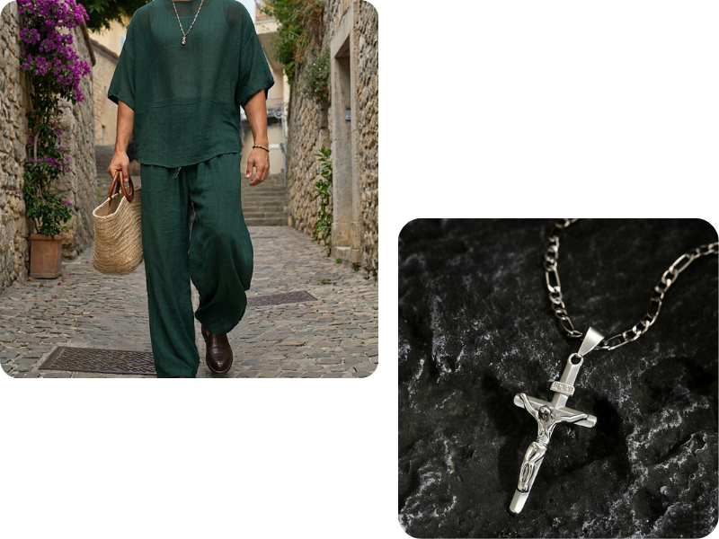 Men's T-Shirt & Wide-Leg Pants 2-Piece Set
