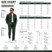Overshirt co-ord set size chart for Indian fit