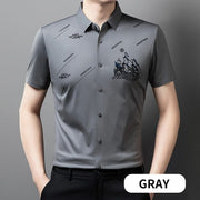 🔥Men's Short Sleeve Button Down Business Shirt shirt So-Comfy Gray M(50-60kg) 