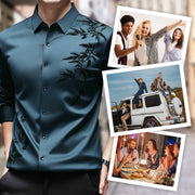 Men's thickened print collar button-down shirt