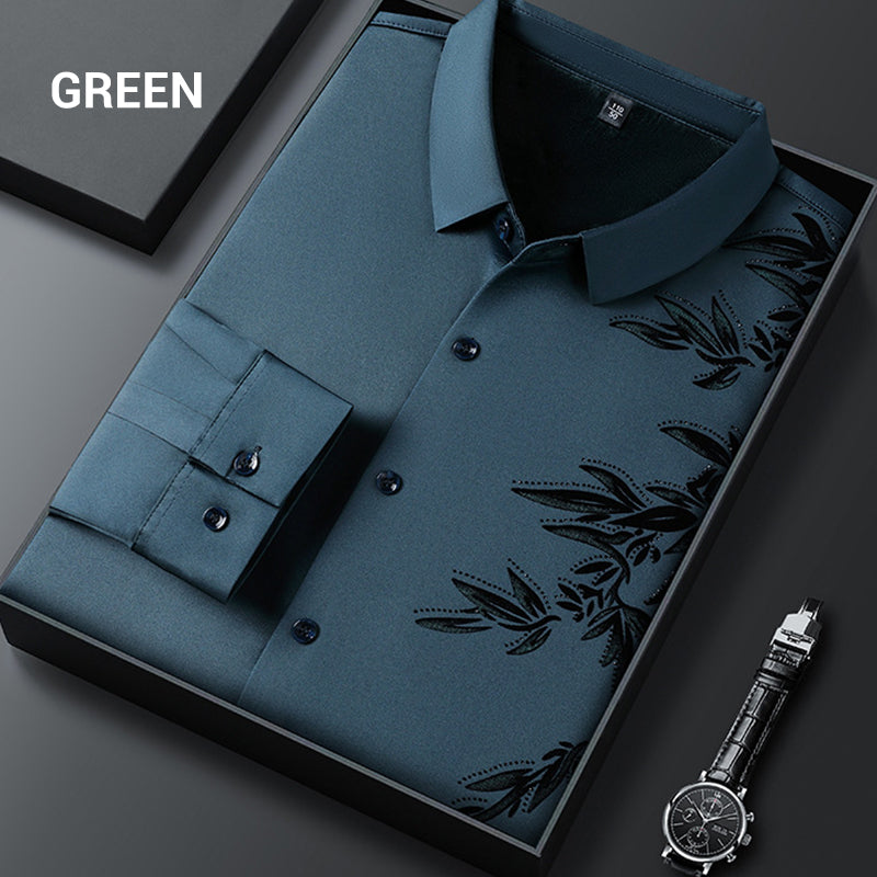 Men's thickened print collar button-down shirt