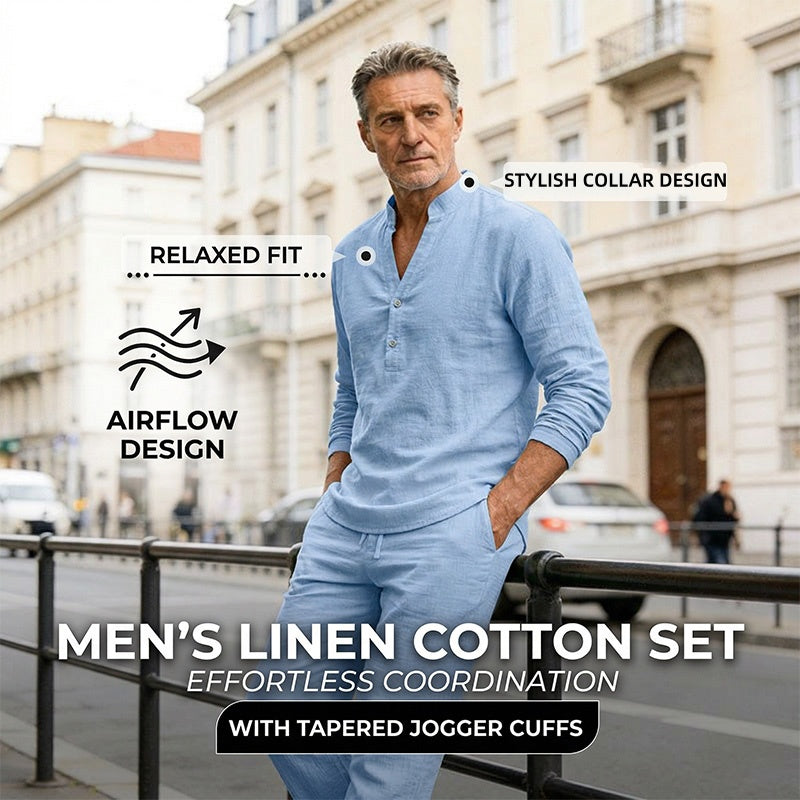 🥳2026 HOT SALE🥳Men’s Casual Top & Pants Set – Stand collar, relaxed fit & elastic cuffs