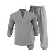 🥳2026 HOT SALE🥳Men’s Casual Top & Pants Set – Stand collar, relaxed fit & elastic cuffs