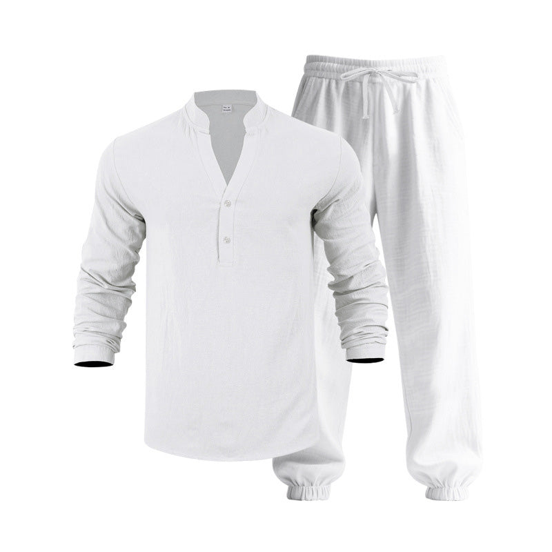 🥳2026 HOT SALE🥳Men’s Casual Top & Pants Set – Stand collar, relaxed fit & elastic cuffs