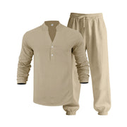 🥳2026 HOT SALE🥳Men’s Casual Top & Pants Set – Stand collar, relaxed fit & elastic cuffs