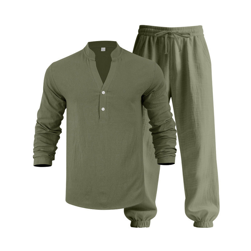 🥳2026 HOT SALE🥳Men’s Casual Top & Pants Set – Stand collar, relaxed fit & elastic cuffs