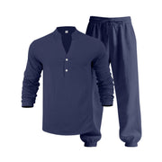 🥳2026 HOT SALE🥳Men’s Casual Top & Pants Set – Stand collar, relaxed fit & elastic cuffs
