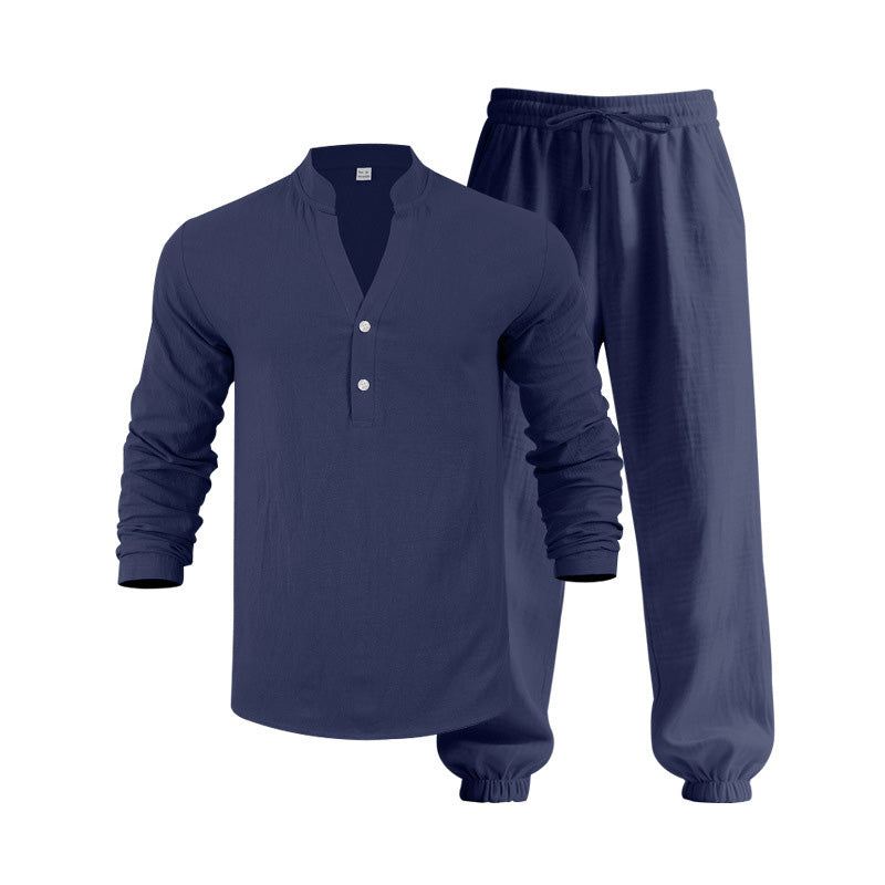 🥳2026 HOT SALE🥳Men’s Casual Top & Pants Set – Stand collar, relaxed fit & elastic cuffs