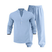 🥳2026 HOT SALE🥳Men’s Casual Top & Pants Set – Stand collar, relaxed fit & elastic cuffs