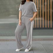 Women's Casual Contrast Stripe 2-Piece Set
