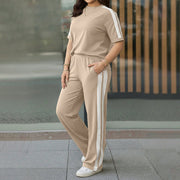 Women's Casual Contrast Stripe 2-Piece Set