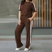 Women's Casual Contrast Stripe 2-Piece Set