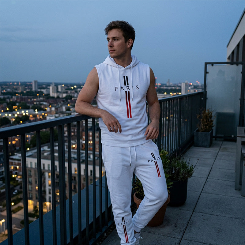 ⏰Men's Sleeveless Hoodie and Pants Two-Piece Sports Set❤️
