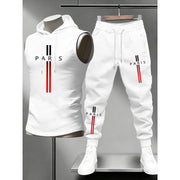 ⏰Men's Sleeveless Hoodie and Pants Two-Piece Sports Set❤️