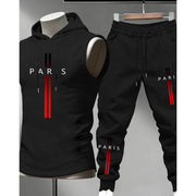 ⏰Men's Sleeveless Hoodie and Pants Two-Piece Sports Set❤️